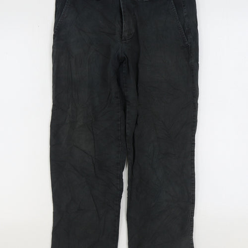 Marks and Spencer Mens Black Cotton Cropped Jeans Size 29 in L30 in Regular Zip