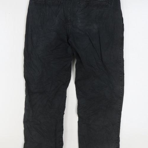 Marks and Spencer Mens Black Cotton Cropped Jeans Size 29 in L30 in Regular Zip