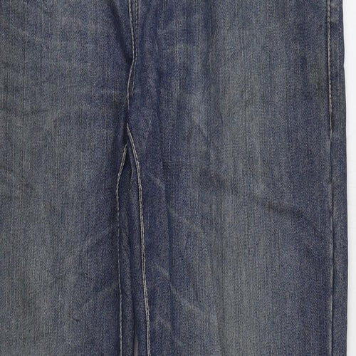 Marks and Spencer Mens Blue Cotton Straight Jeans Size 34 in L32 in Regular Zip