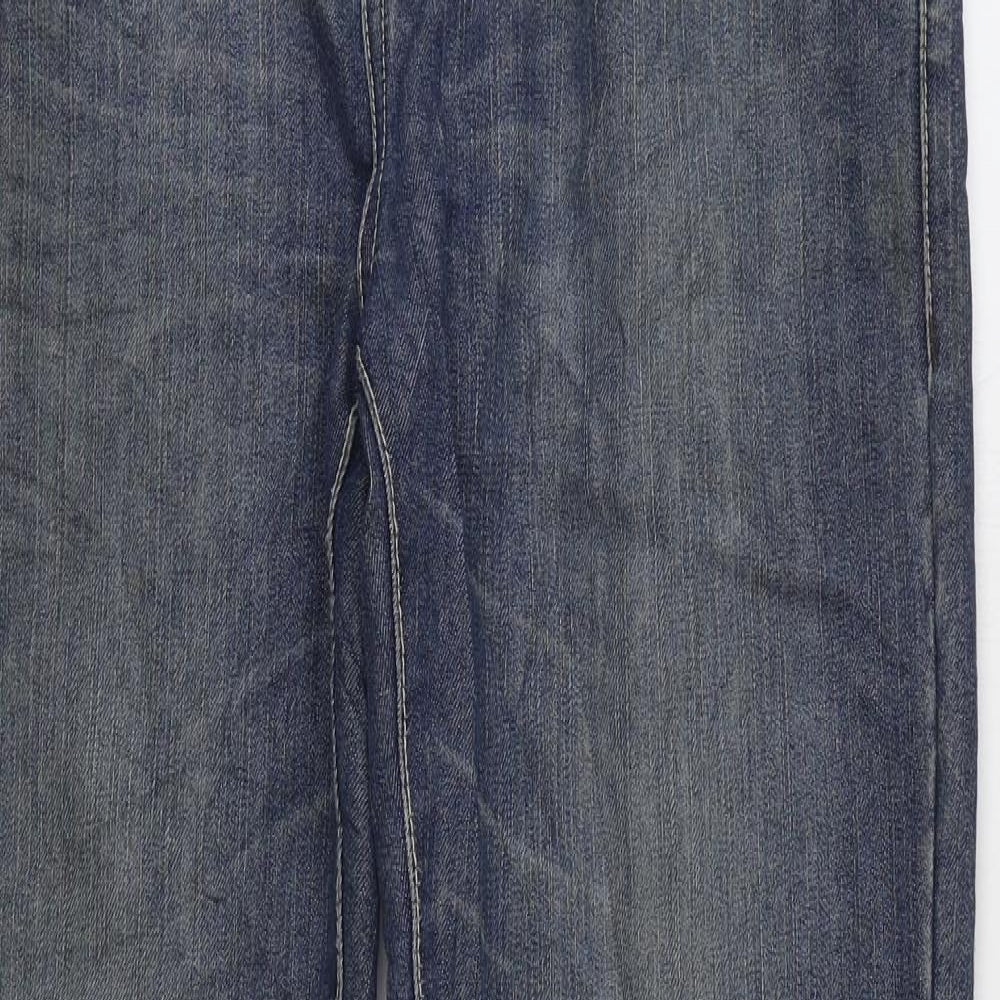 Marks and Spencer Mens Blue Cotton Straight Jeans Size 34 in L32 in Regular Zip