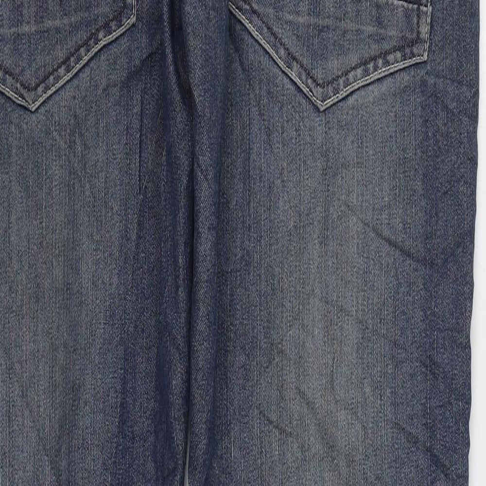 Marks and Spencer Mens Blue Cotton Straight Jeans Size 34 in L32 in Regular Zip
