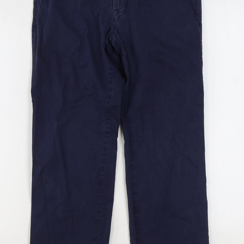 Blue Habour Womens Blue Cotton Chino Trousers Size 32 in L31 in Regular Zip