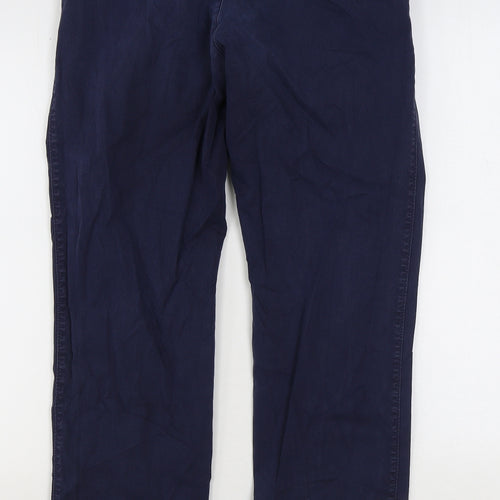 Blue Habour Womens Blue Cotton Chino Trousers Size 32 in L31 in Regular Zip
