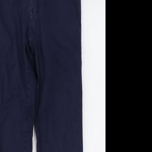 Blue Habour Womens Blue Cotton Chino Trousers Size 32 in L31 in Regular Zip
