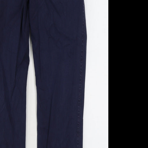 Blue Habour Womens Blue Cotton Chino Trousers Size 32 in L31 in Regular Zip