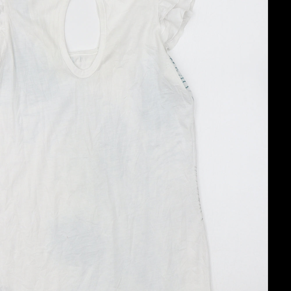 George Womens White Polyester Basic T-Shirt Size 10 Round Neck