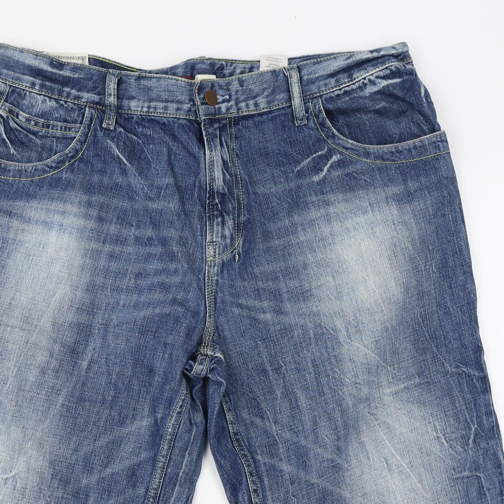 NEXT Mens Blue Cotton Cropped Jeans Size 36 in Regular Zip