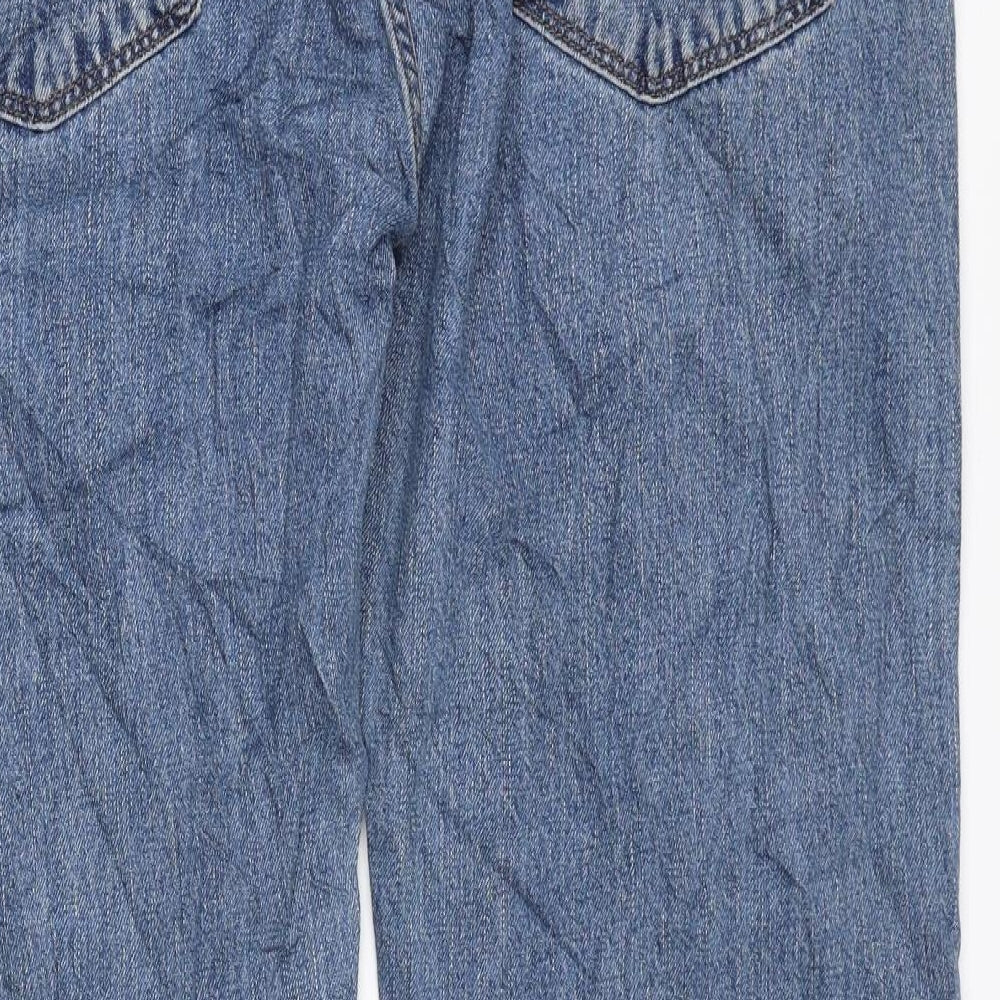 Marks and Spencer Mens Blue Cotton Straight Jeans Size 36 in L27 in Regular Zip
