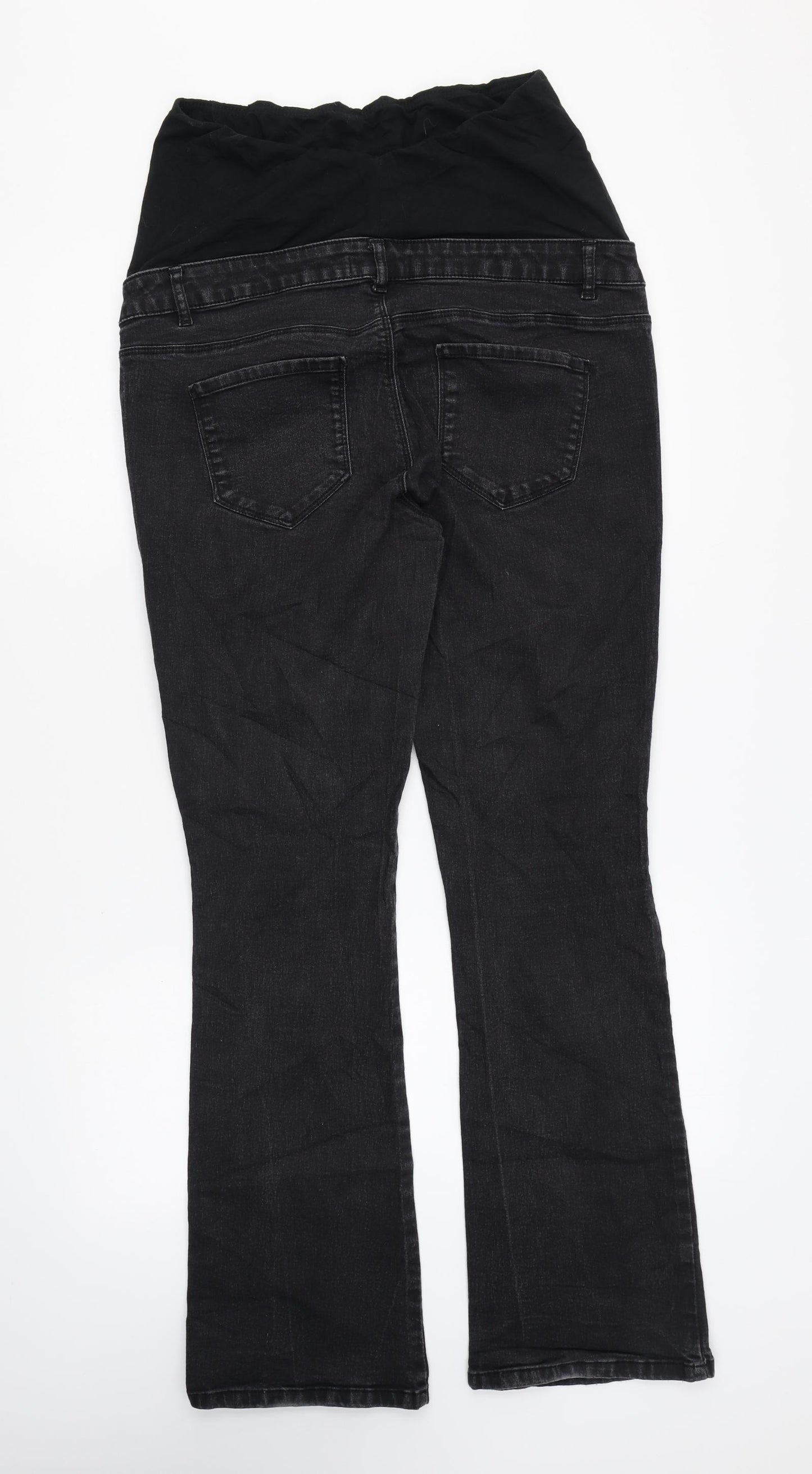 Dorothy Perkins Womens Black Cotton Flared Jeans Size 12 L28 in Regular