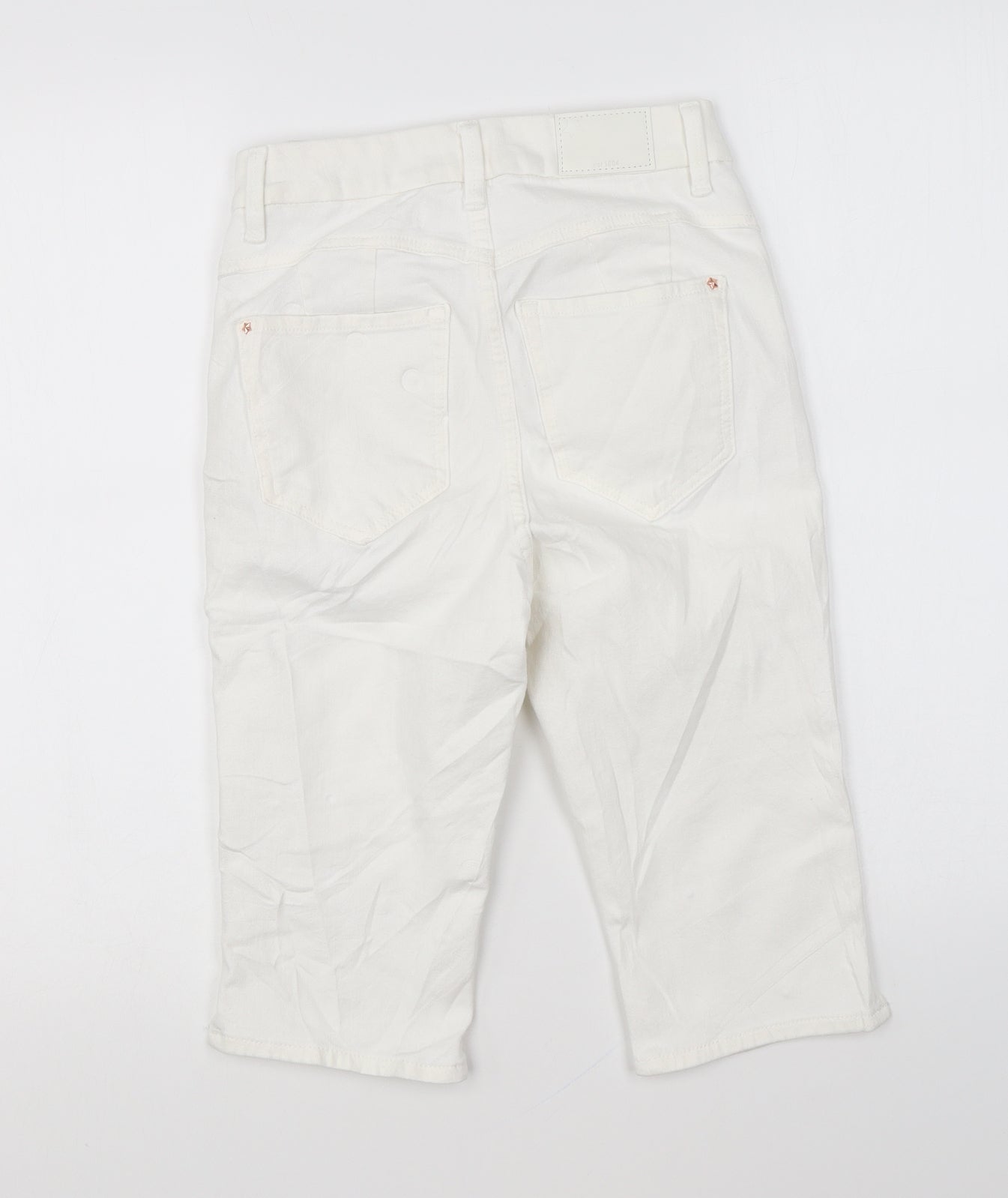 Marks and Spencer Womens White Cotton Cropped Jeans Size 6 Regular Zip