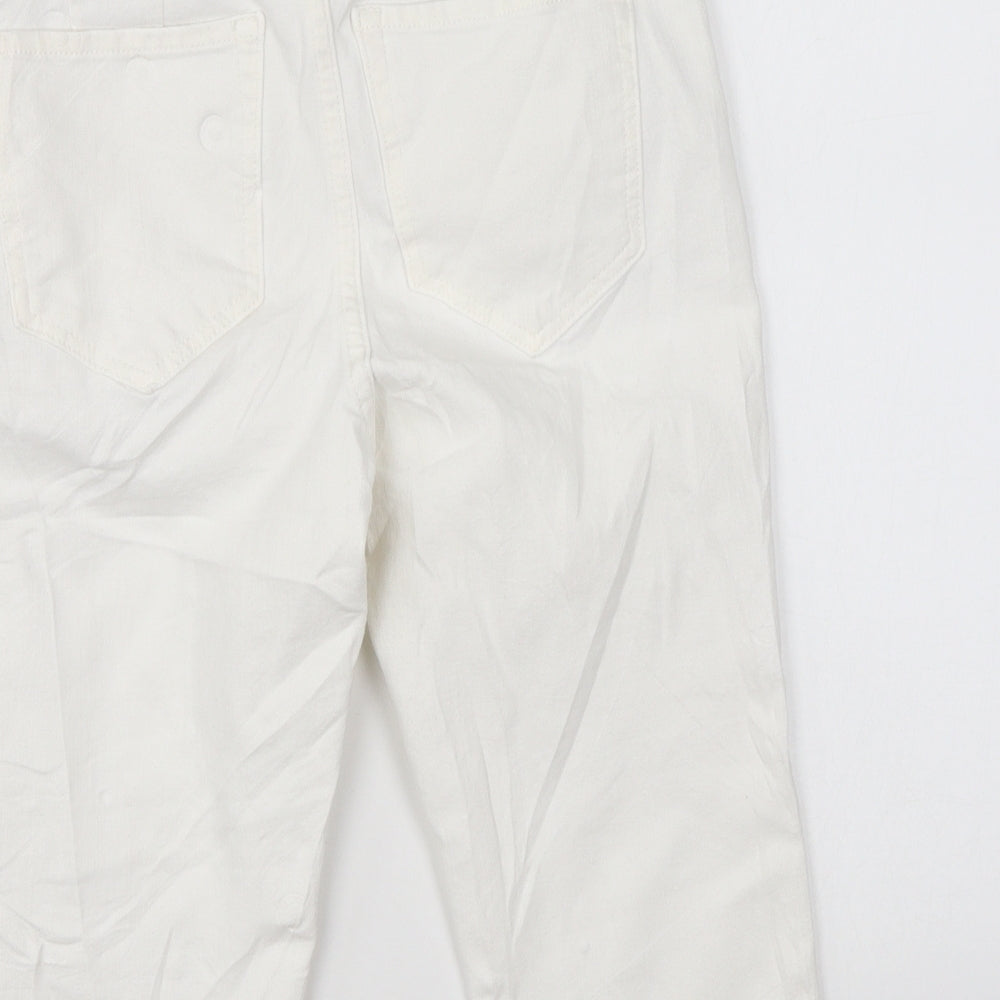 Marks and Spencer Womens White Cotton Cropped Jeans Size 6 Regular Zip