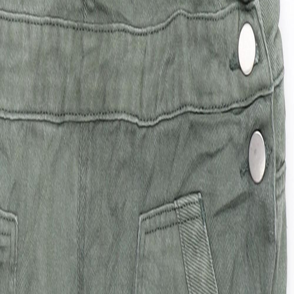 PRETTYLITTLETHING Womens Green Cotton Dungaree One-Piece Size 8 Button