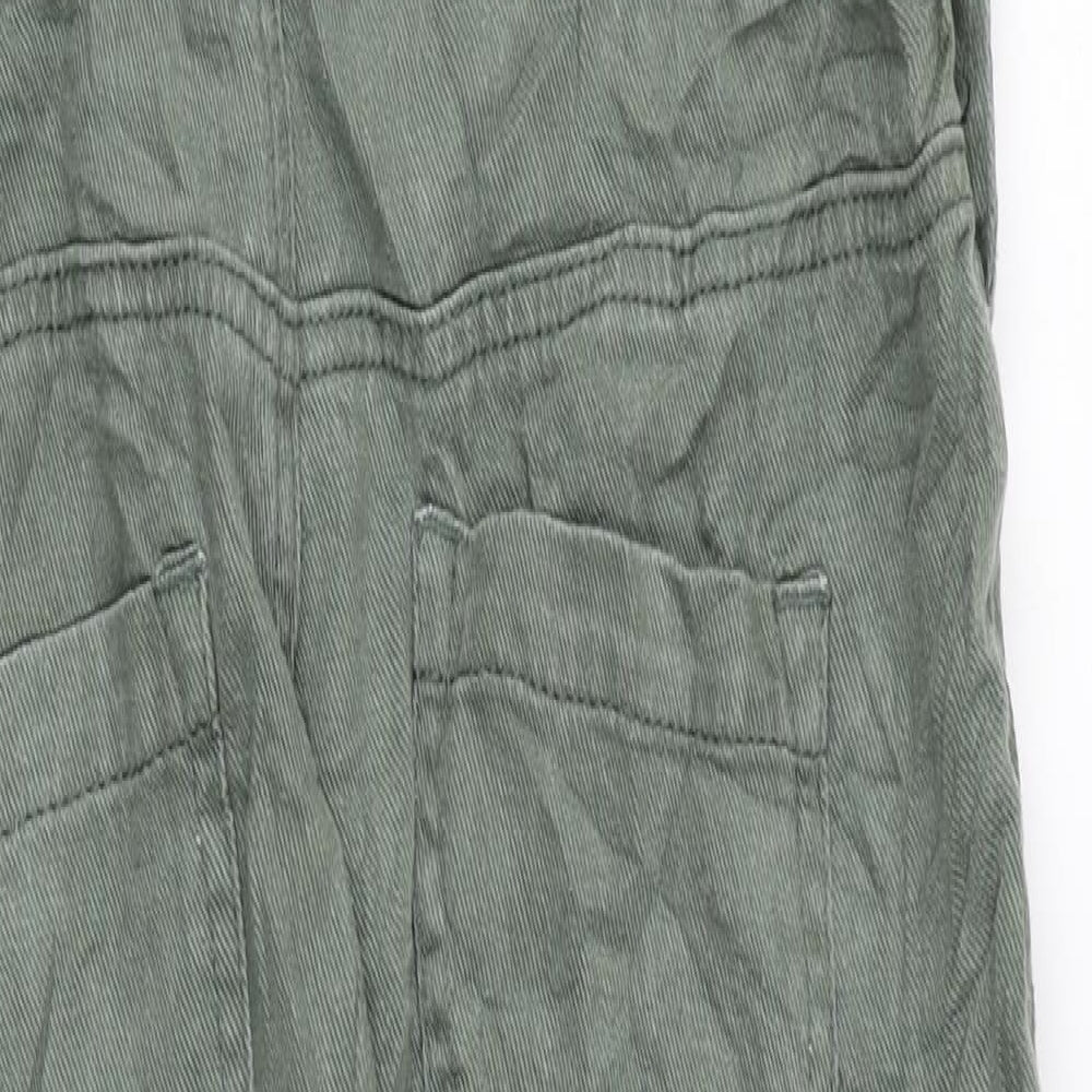 PRETTYLITTLETHING Womens Green Cotton Dungaree One-Piece Size 8 Button
