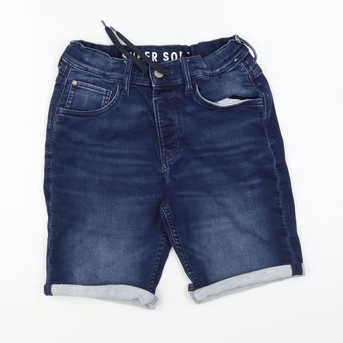 H&M Boys Blue Cotton Chino Shorts Size 11-12 Years Regular Zip