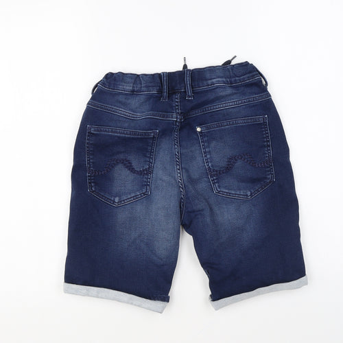 H&M Boys Blue Cotton Chino Shorts Size 11-12 Years Regular Zip