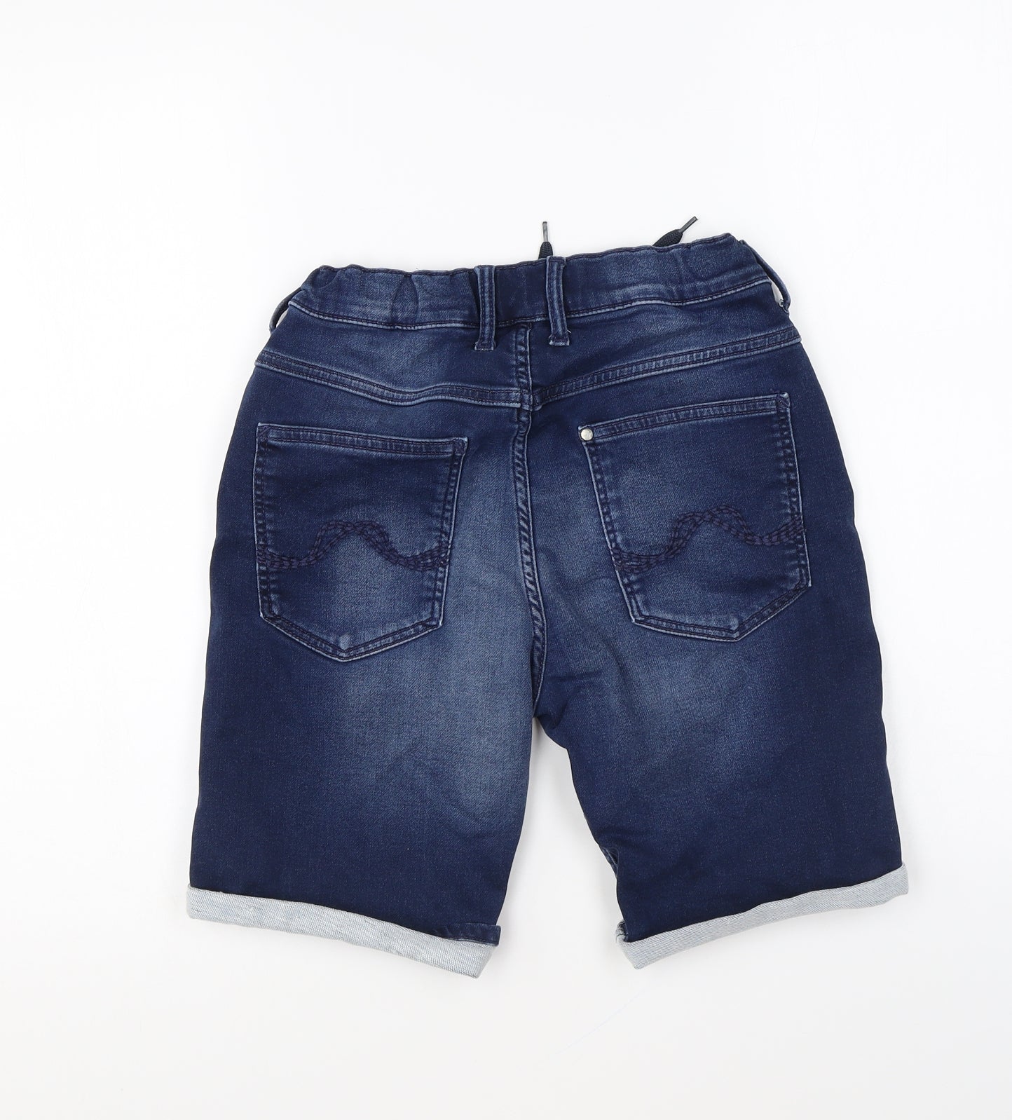 H&M Boys Blue Cotton Chino Shorts Size 11-12 Years Regular Zip