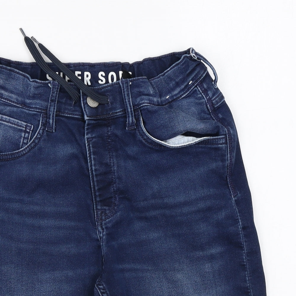 H&M Boys Blue Cotton Chino Shorts Size 11-12 Years Regular Zip