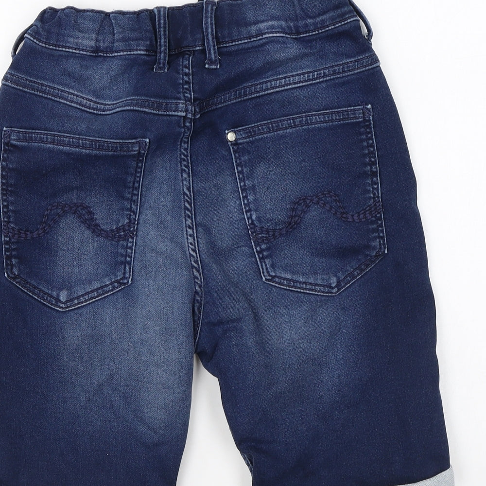H&M Boys Blue Cotton Chino Shorts Size 11-12 Years Regular Zip
