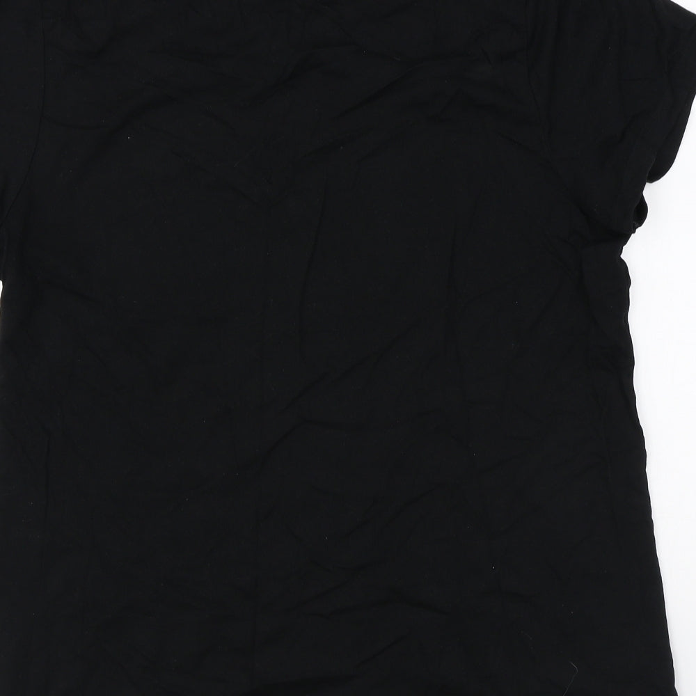 Peacocks Womens Black Cotton Basic T-Shirt Size 14 Round Neck - Minnie Mouse