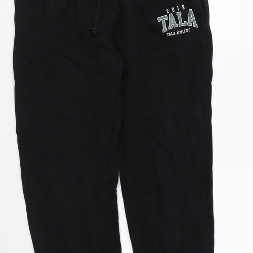 Tala Womens Black Cotton Jogger Trousers Size L L25 in Regular Drawstring
