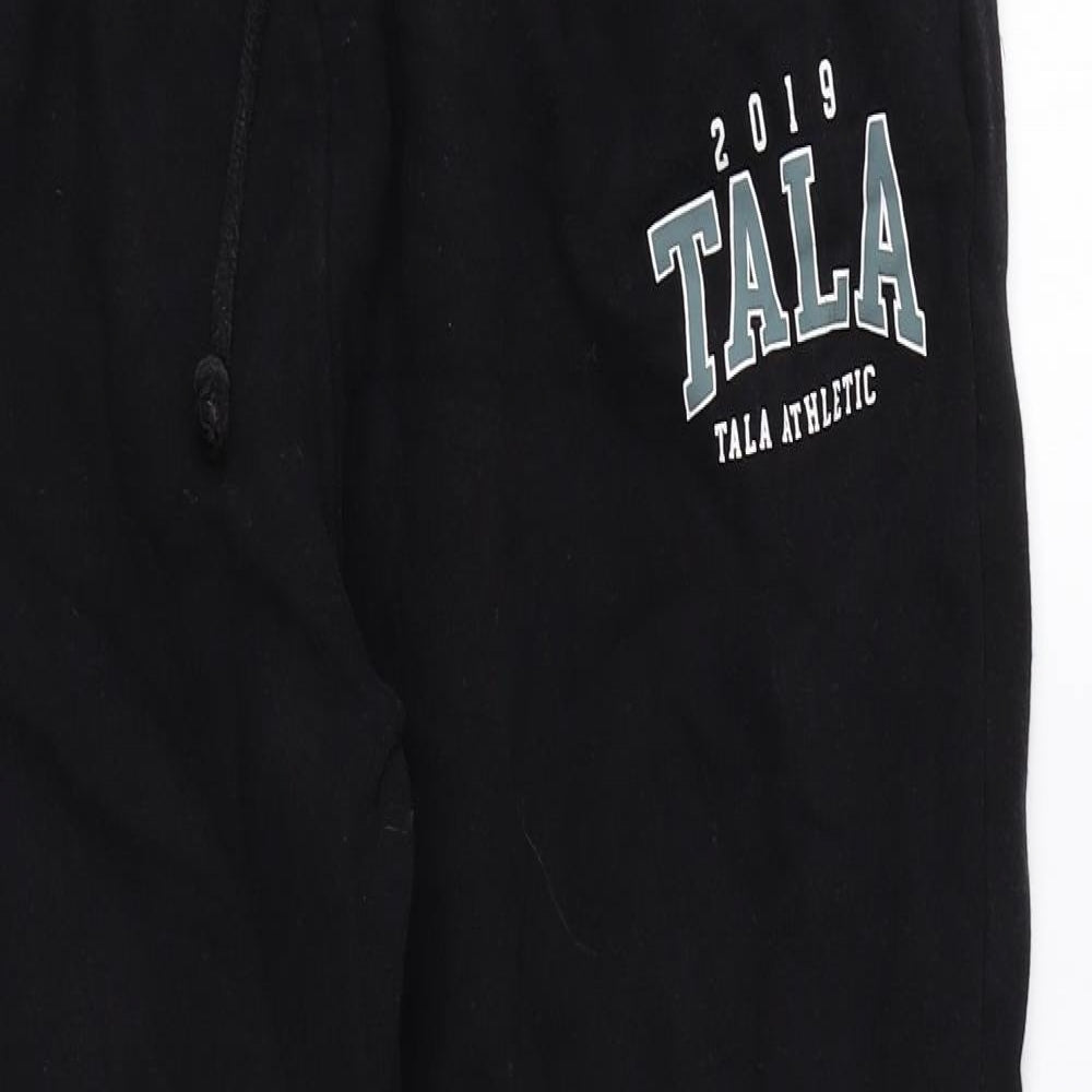 Tala Womens Black Cotton Jogger Trousers Size L L25 in Regular Drawstring