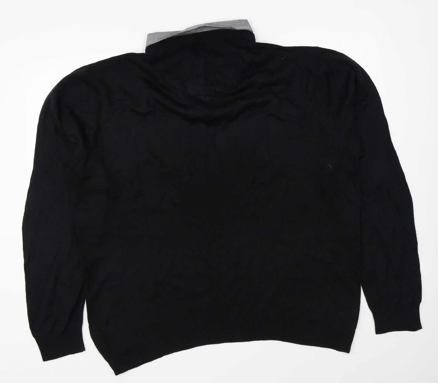 Pierre Cardin Mens Black Collared Acrylic Pullover Jumper Size 2XL