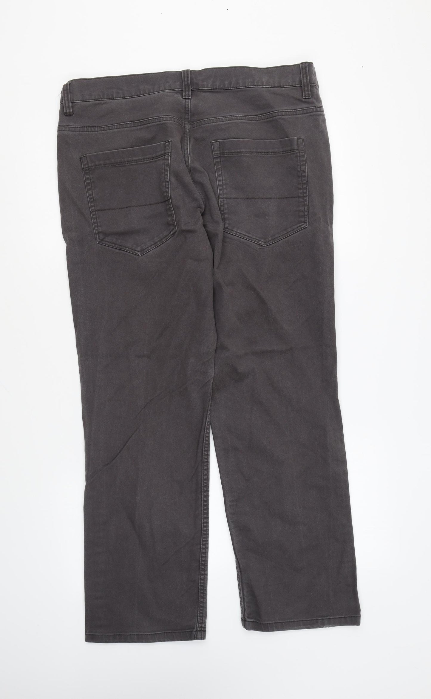 George Mens Grey Cotton Straight Jeans Size 38 in L29 in Regular Zip