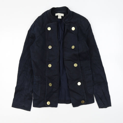 H&M Womens Blue Jacket Size 6 Button