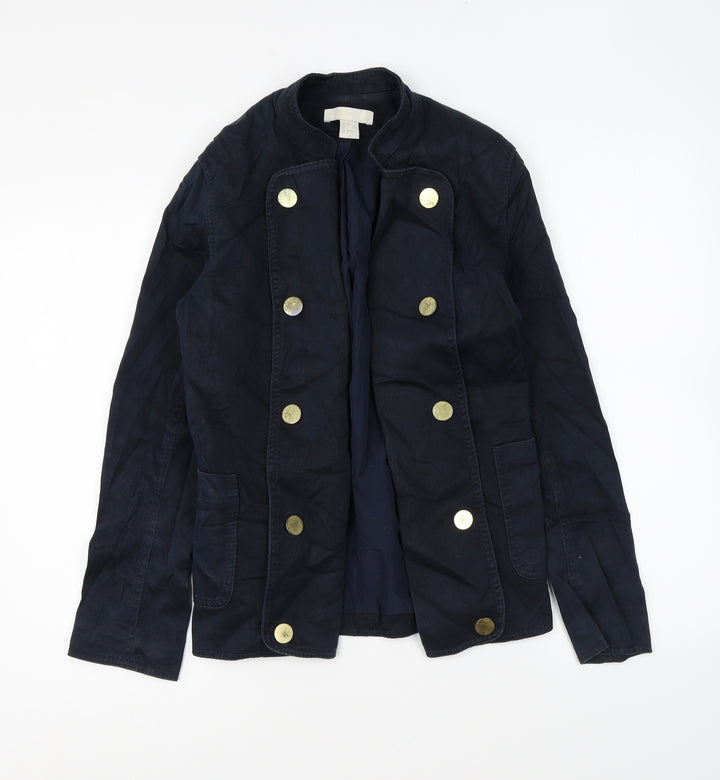 H&M Womens Blue Jacket Size 6 Button