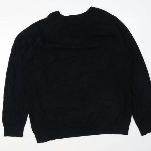 TU Mens Black Round Neck Cotton Pullover Jumper Size XL