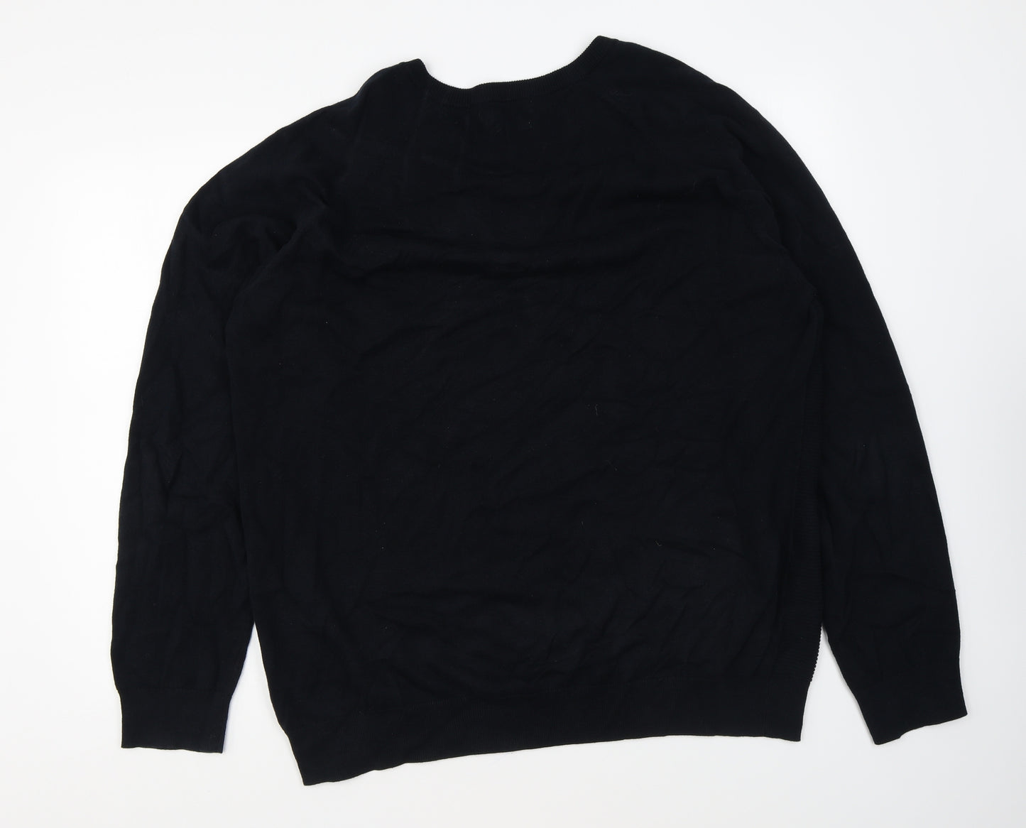 TU Mens Black Round Neck Cotton Pullover Jumper Size XL