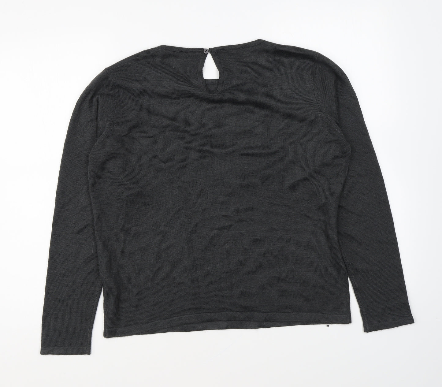 Preworn Womens Grey Round Neck Acrylic Pullover Jumper Size M