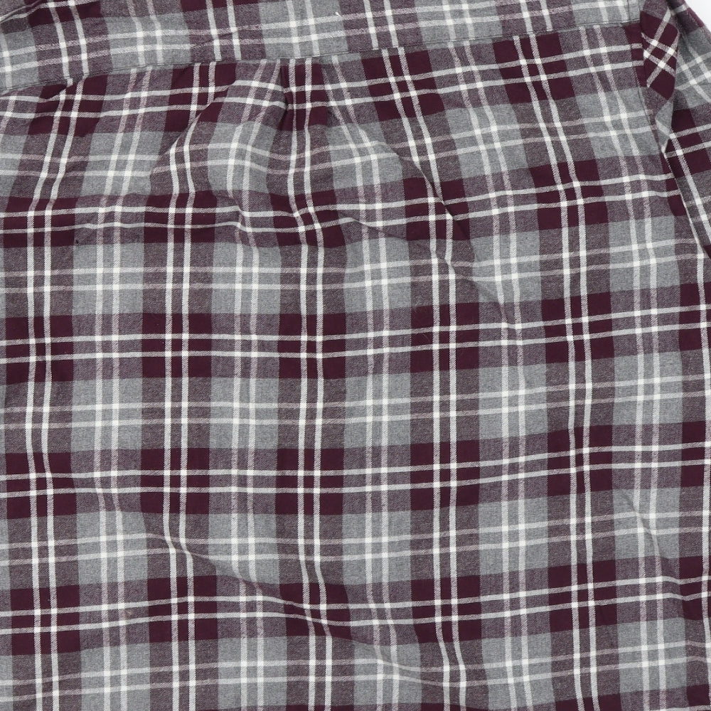 George Mens Purple Plaid Cotton Button-Up Size 2XL Collared Button