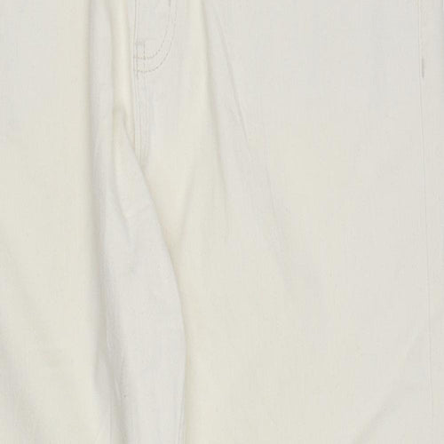 Marks and Spencer Womens Ivory Cotton Straight Jeans Size 18 L27 in Regular Zip