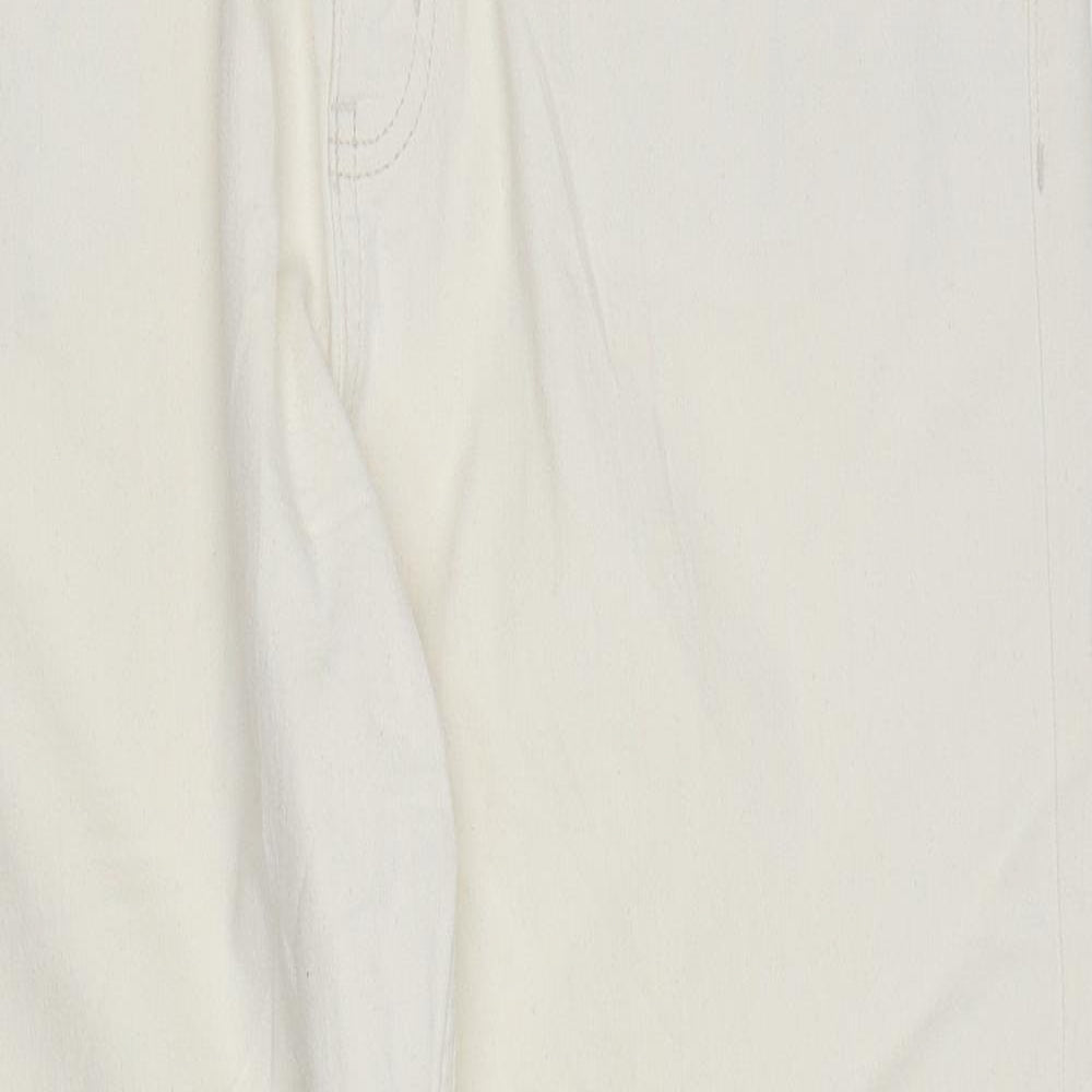 Marks and Spencer Womens Ivory Cotton Straight Jeans Size 18 L27 in Regular Zip