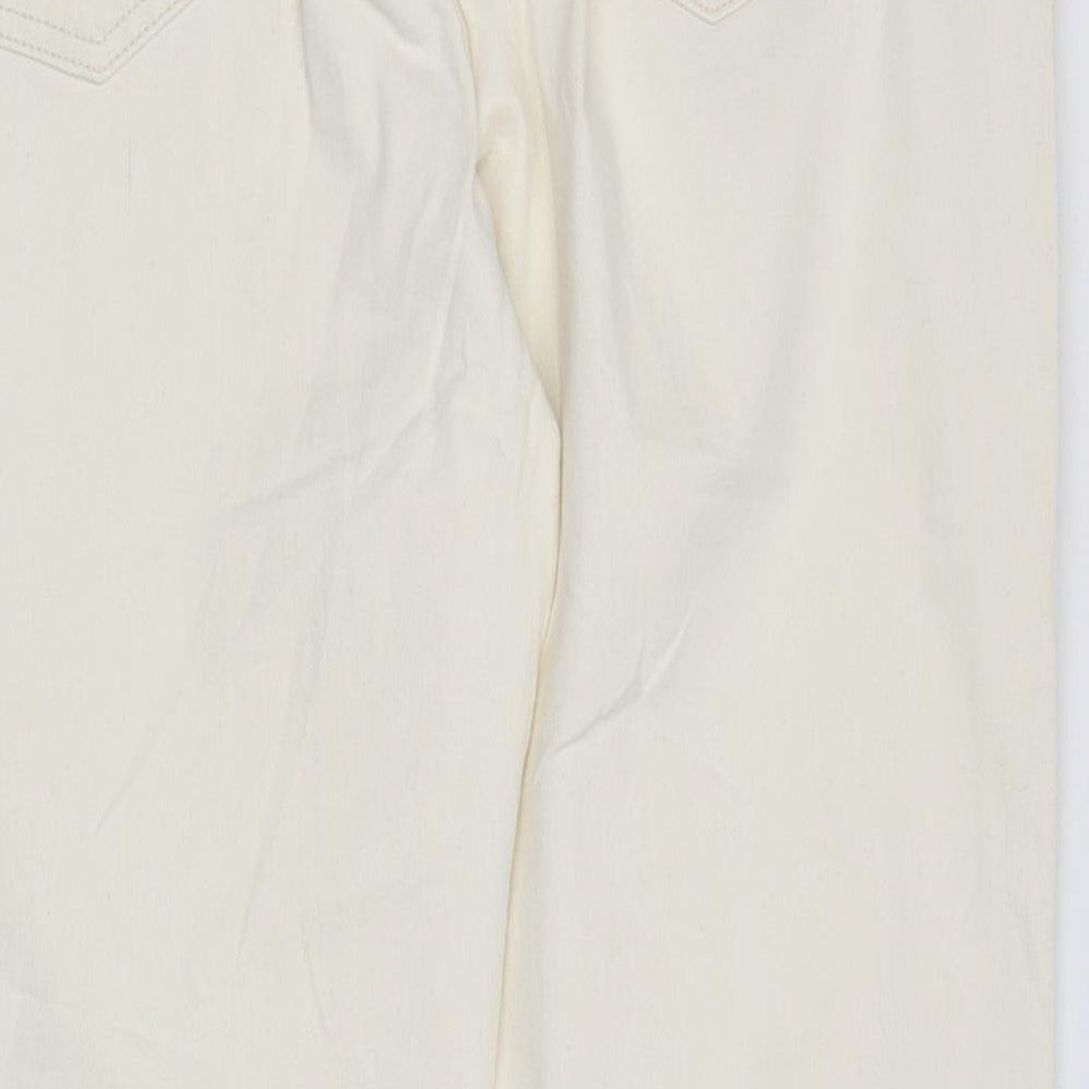 Marks and Spencer Womens Ivory Cotton Straight Jeans Size 18 L27 in Regular Zip