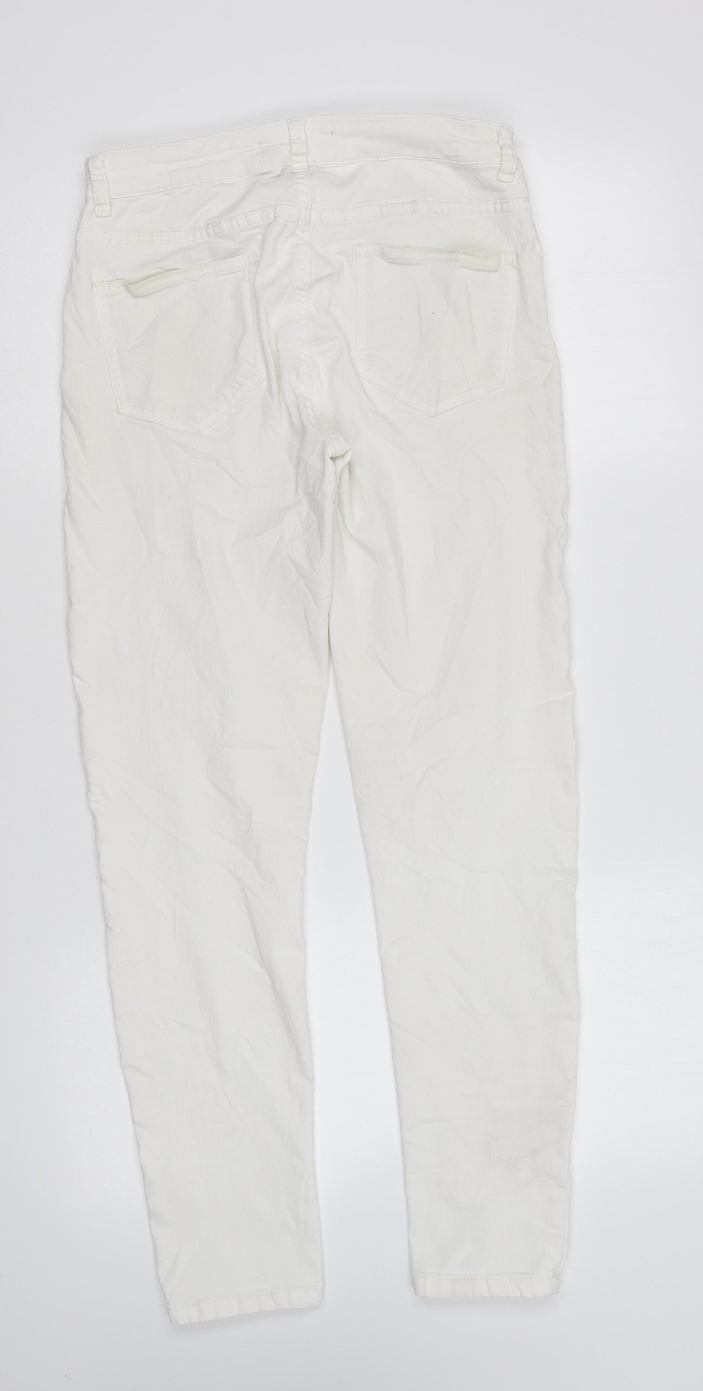 Zara Womens White Cotton Skinny Jeans Size 14 L27 in Regular Zip