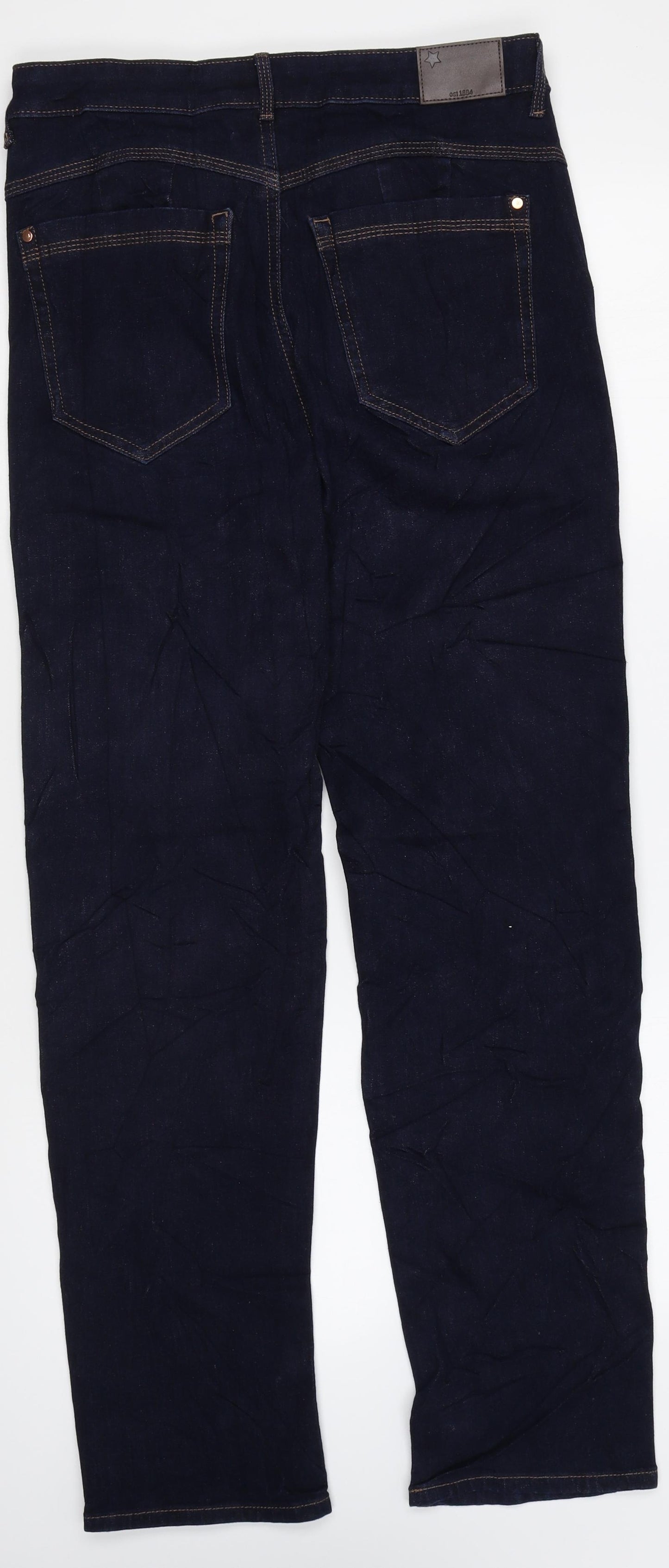 Marks and Spencer Womens Blue Cotton Straight Jeans Size 30 in L28 in Regular Zip
