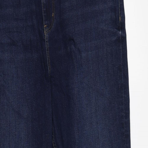 Marks and Spencer Womens Blue Cotton Flared Jeans Size 18 L29 in Slim Zip