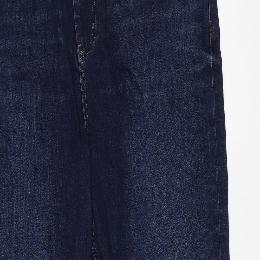 Marks and Spencer Womens Blue Cotton Flared Jeans Size 18 L29 in Slim Zip
