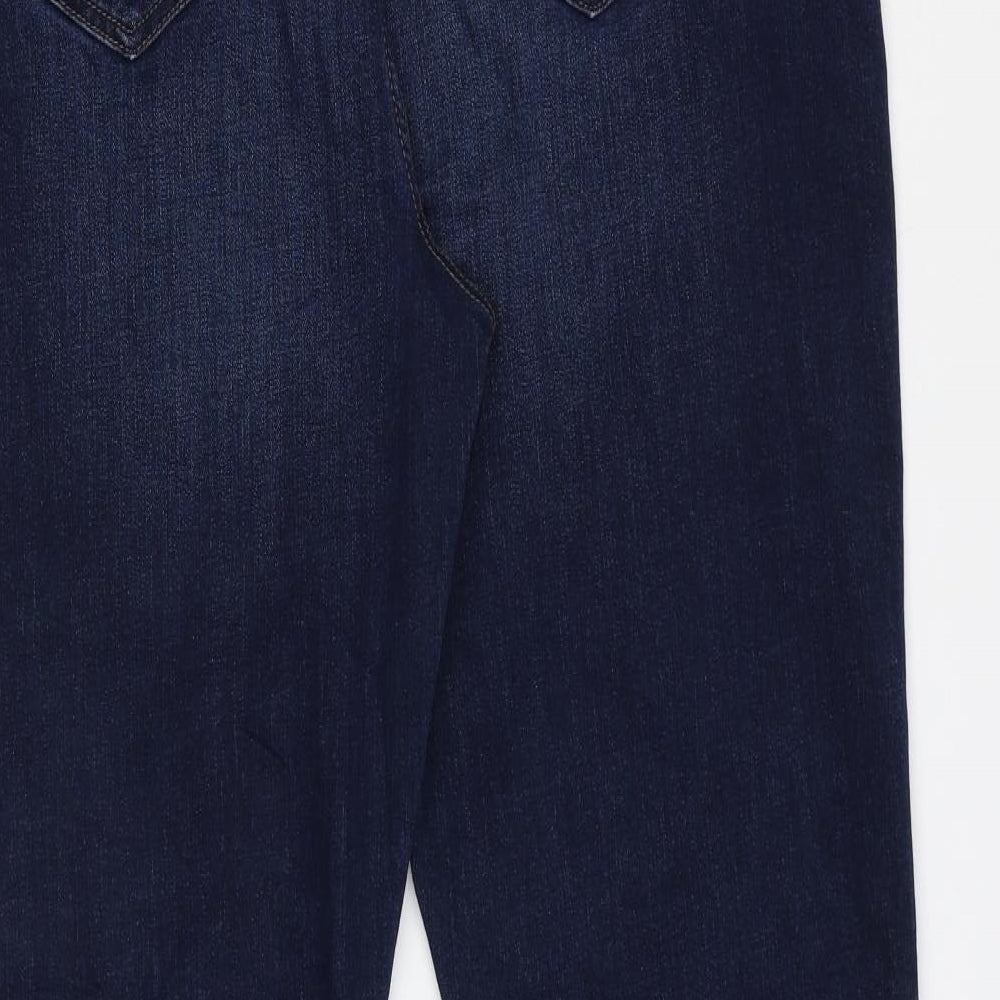 Marks and Spencer Womens Blue Cotton Flared Jeans Size 18 L29 in Slim Zip