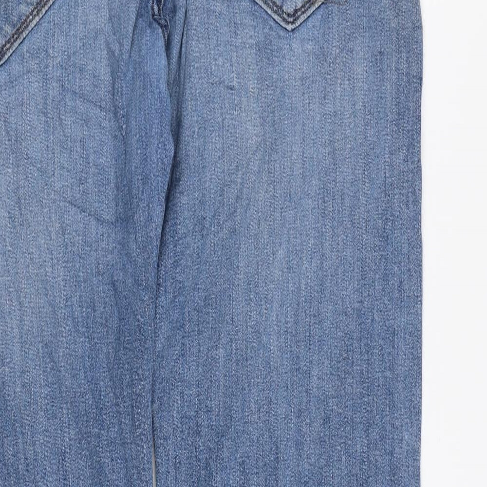 Marks and Spencer Mens Blue Cotton Straight Jeans Size 34 in L28 in Regular Zip