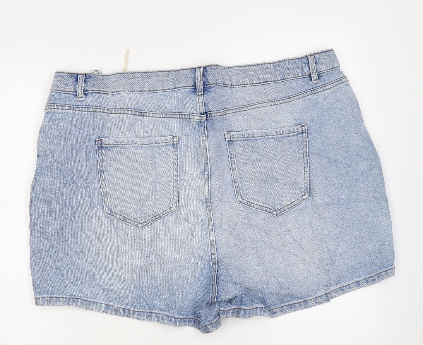 Marks and Spencer Womens Blue Cotton Mom Shorts Size 24 L4 in Regular Zip
