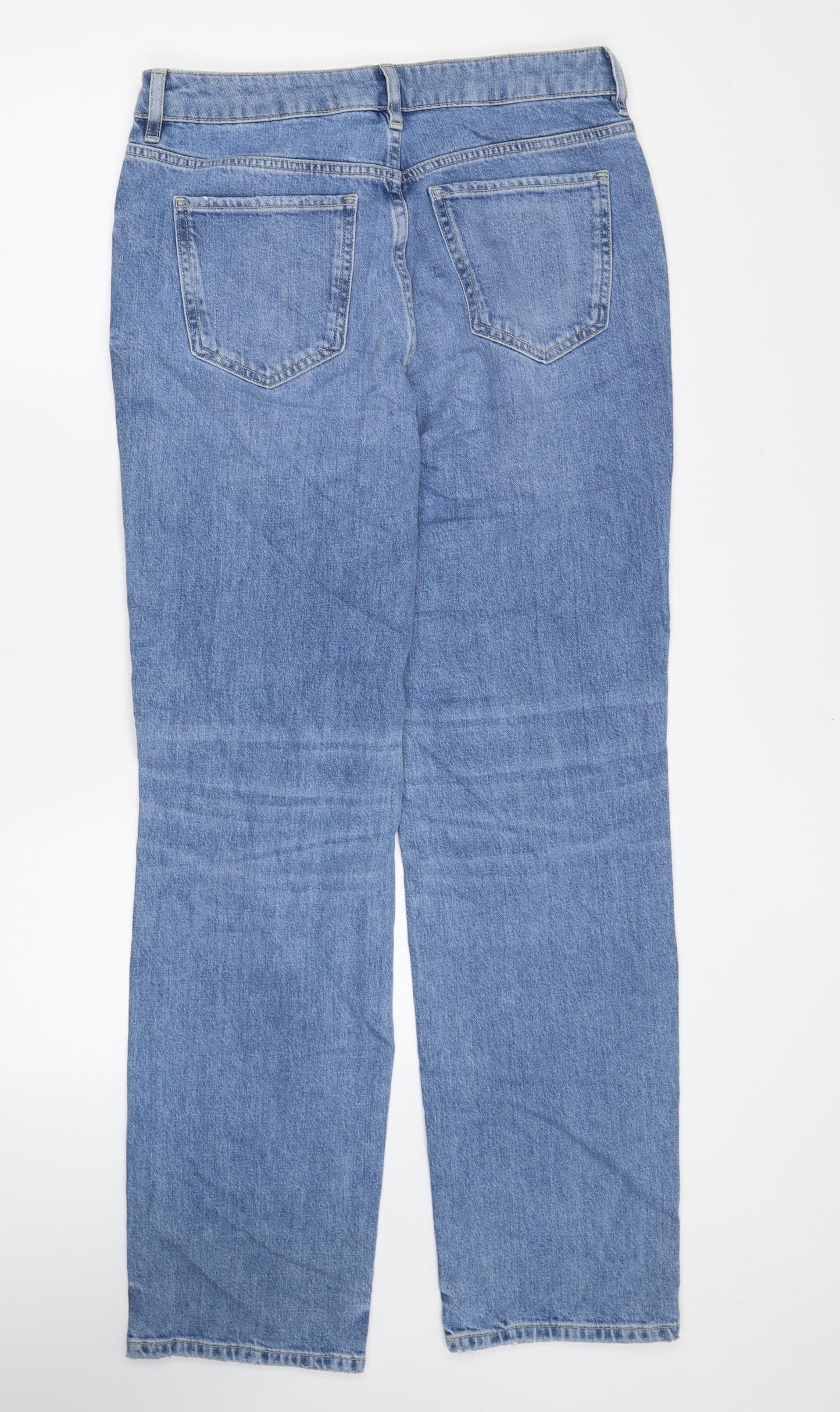 Marks and Spencer Womens Blue Cotton Straight Jeans Size 12 L30 in Regular Zip