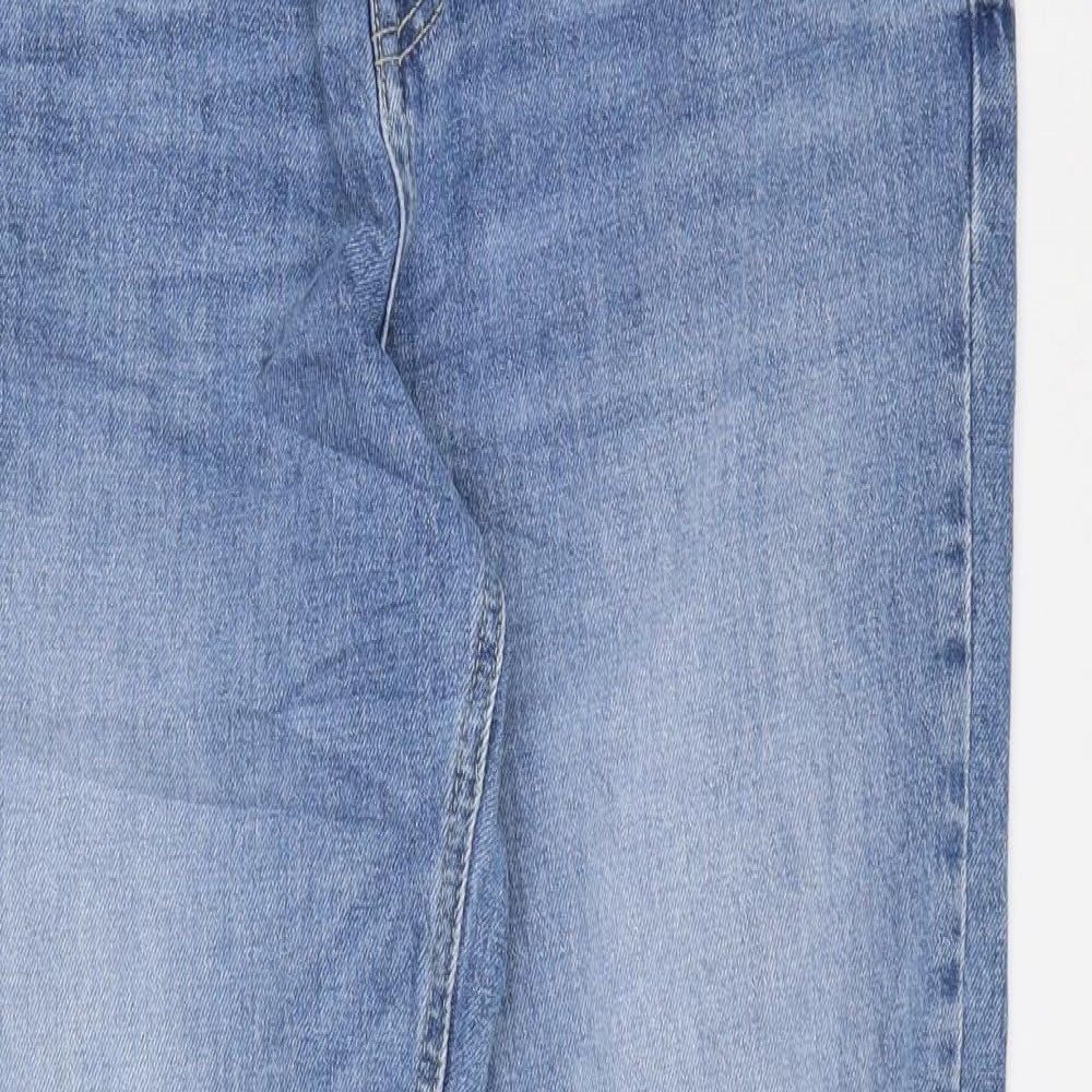Marks and Spencer Womens Blue Cotton Straight Jeans Size 12 L30 in Regular Zip