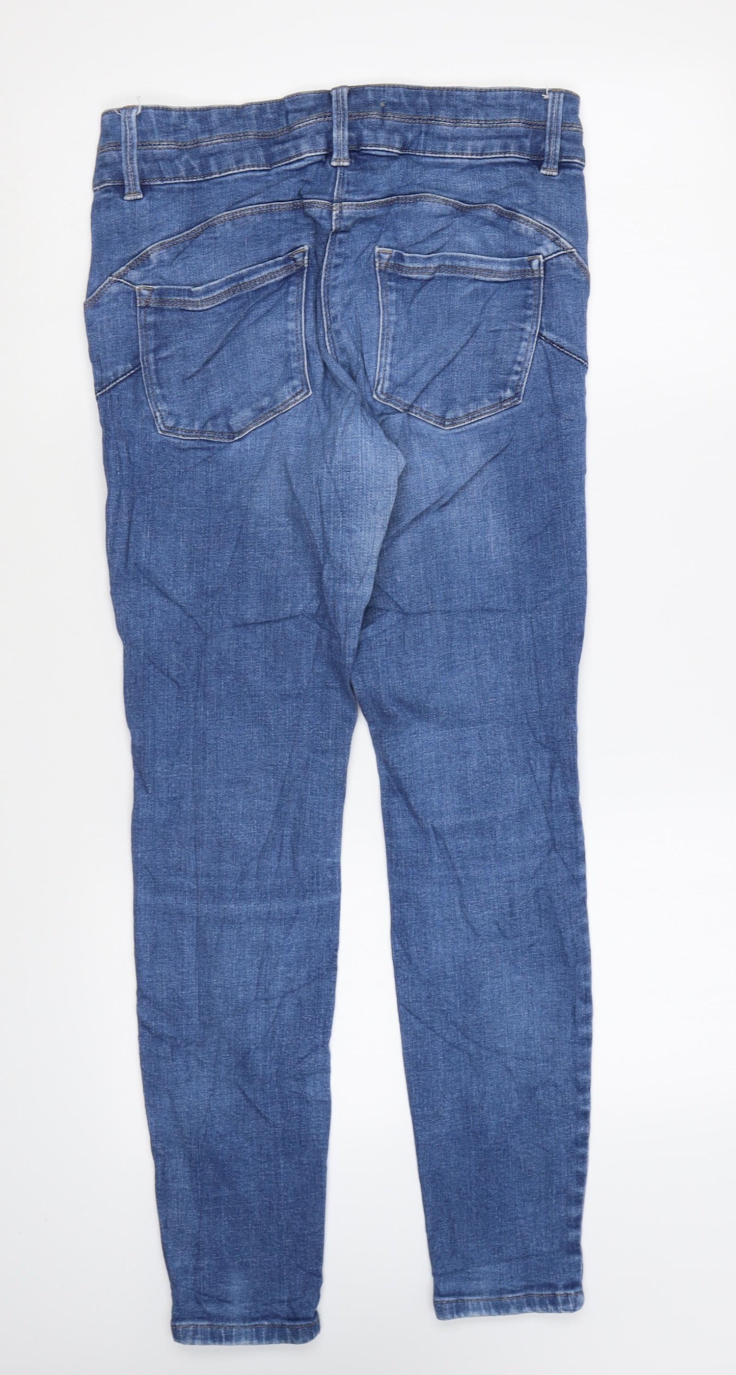 NEXT Womens Blue Cotton Skinny Jeans Size 12 L28 in Regular Zip