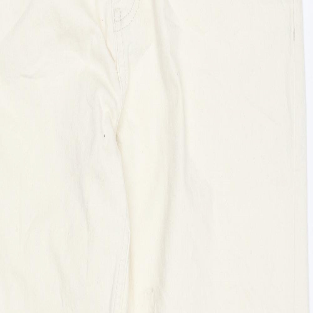 Marks and Spencer Womens Ivory Cotton Straight Jeans Size 16 L27 in Regular Zip