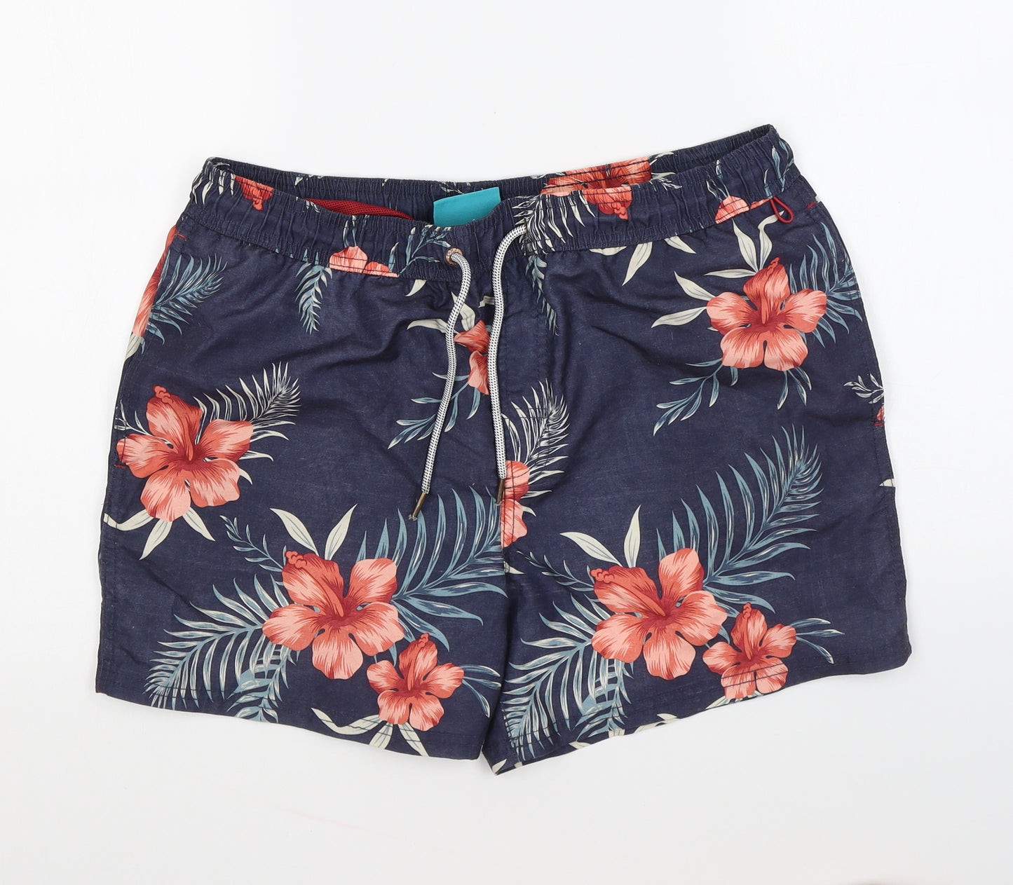Cedar Wood State Mens Multicoloured Floral Polyester Sweat Shorts Size M L6 in Regular Drawstring - Swim Shorts