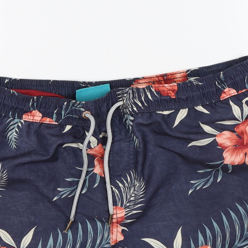 Cedar Wood State Mens Multicoloured Floral Polyester Sweat Shorts Size M L6 in Regular Drawstring - Swim Shorts