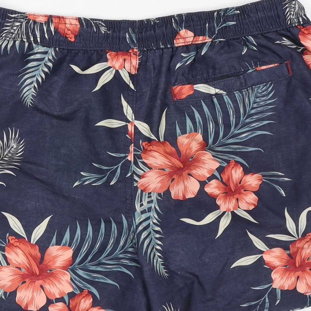 Cedar Wood State Mens Multicoloured Floral Polyester Sweat Shorts Size M L6 in Regular Drawstring - Swim Shorts